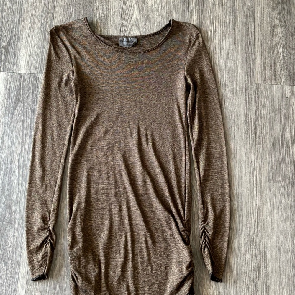 Michael Stars Shimmering Brown Long Sleeve Dress – One Size Fits Most